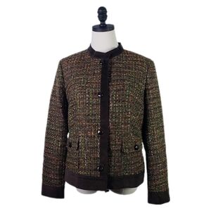 TALBOTS Womans Tweed W/ Suede Trim details Jacket Size 12P